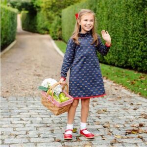 The Beaufort Bonnet Co. Navy Red Tatum’s Turtleneck Dress TBBC Girls Size 8